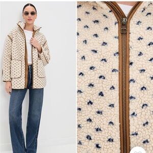 HOODED SHERPA JACKET - IVORY/BLUE BIRDSEYE **sold out everywhere